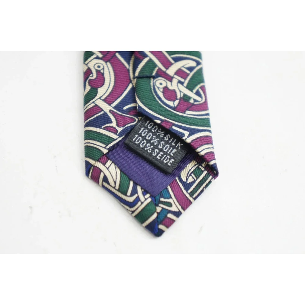 Past Times Silk Tie One Size Purple Celtic Knot Silk Animal Motif Excellent